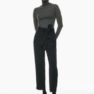 ARITZIA WILFRED Black High-Rise Tie-front Belted Pants | Size: 2